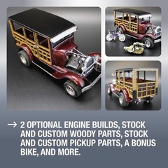 AMT 1929 Ford Woody/Pickup 4 in 1 1/25 Scale Sealed With Bicycle