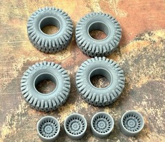 1/24 Scale: 15-Inch “Militia” Wheels W/ Huge 35-inch Mud Tires. Resin