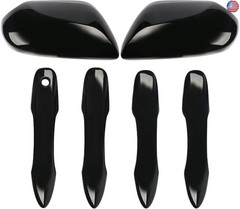 Glossy Black Side Door Mirror Covers and Handle Caps Replace for 2018 2019 2020