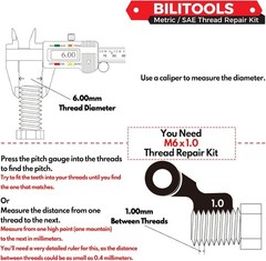 BILITOOLS M6X1.0 Thread Repair Kit, HSS Drill Helicoil Repair Kit Metric