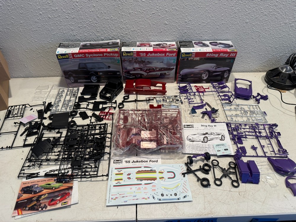 Lot of 3 Monogram Sting Ray III Corvette Revell GMC Syclone Pro Street Model Kit