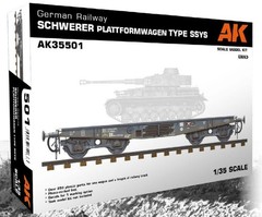 1/35 German Railway Schwerer Plattformwagen Type SSYS Flat Car w/Track Section (