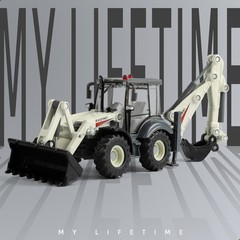 1/50 Scale Die-Cast Backhoe Loader Excavator Model – Dual-Function Construction