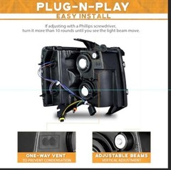 Headlights Pair OE Replacement Clear Lens I Black Housing I Amber Reflector