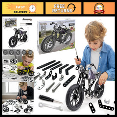 Metal Motorcycle Model Kit – 117 Pcs STEM Building Toys for Ages 8-16, DIY Assem