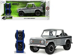 Jada 33849 1973 Ford Bronco Pickup Truck Gray Extra Wheels 1/24 Diecast Model