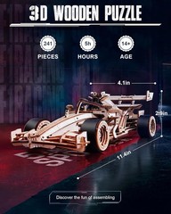 ROKR 3D Wooden Puzzle F1 Racing Car Model Kit for Adults & Teens