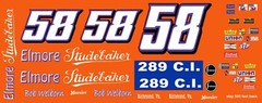 #58 Bob Welborn Studebaker 1/18th Scale Waterslide Decals