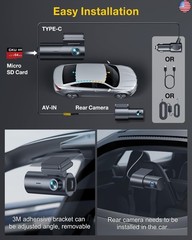 GKU Dash Cam Front and Rear Camera,4K+1080P, 5.8GHz WiFi & GPS Dash Camera