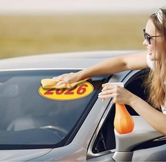 Oval Model Year Stickers, 12-Pack 2026 Red/Yellow