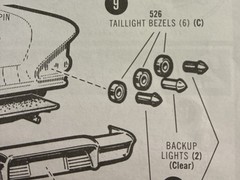 58 Chevy Impala TAILLIGHTS 223 1649 AMT Model Car Parts COMBINE