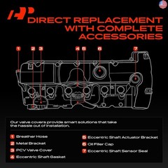 A-Premium Engine Valve Cover – Compatible with BMW Vehicles – 2.5L, 3.0L –