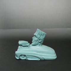 Jimmy Flintstone resin Lil Shitzz Happy Herman Munster aboard a ’49 Merc LS5