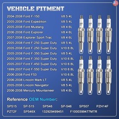 Iridium Spark Plugs 8 Pack SP515 SP546 Compatible with 2004 2005 2006 2007 2008
