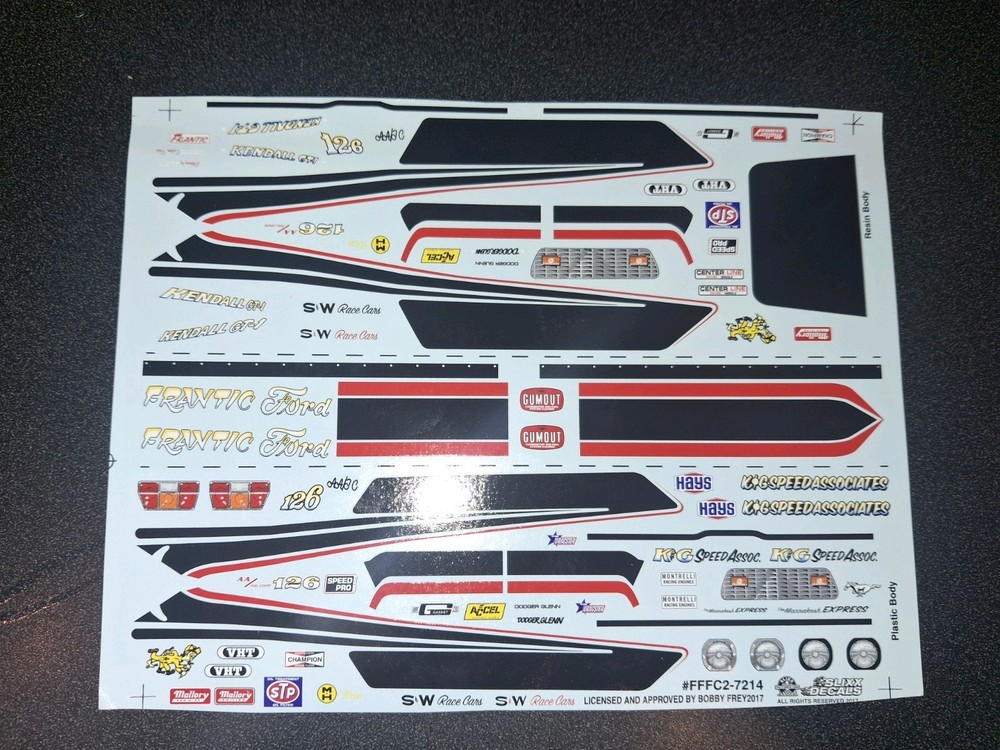 VINTAGE 1/24 SLIXX DECAL – FRANTIC FORD (2) CARS