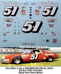 POWERSLIDE #51 VALVOLINE NASCAR 1979 OLDSMOBILE AJ FOYT 1/25 DECAL