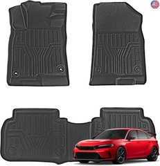 Floor Mats for Honda Civic 2022-2024 All Weather TPE Mat 3PC Black 1st &