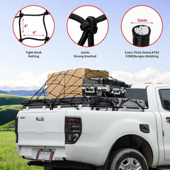 Heavy Duty Cargo Net for Pickup Truck Bed – Stretches from 5′ X 7′ to 15′ X 21′