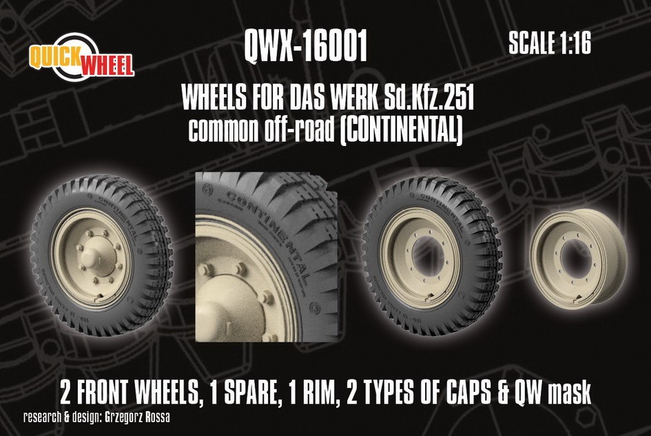 1/16 Corrected SdKfz 251 Front Wheel for Das Werk Common Off-road (continental)