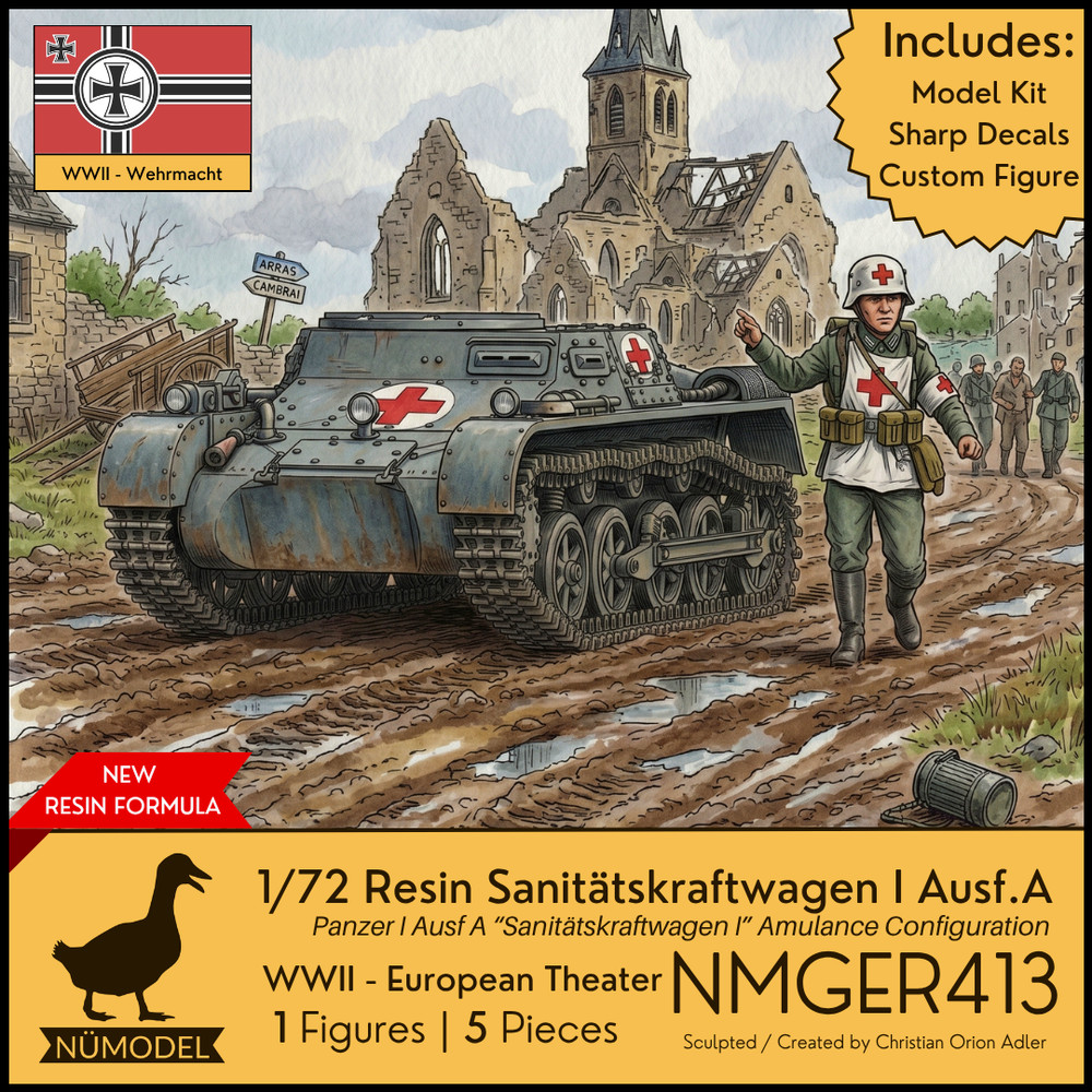 NUMODEL NMGER413 | 1/72 Resin WWII Sanitatspanzer I Ausf A Light Ambulance Tank
