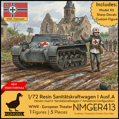 NUMODEL NMGER413 | 1/72 Resin WWII Sanitatspanzer I Ausf A Light Ambulance Tank