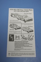 AMT 1963 Chevy II Nova 400 Wagon, Decals and Instructions 1/25 Scale