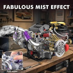 V8 Engine Model Kit That Works, 1394 PCS Advanced Collectible Engine Building Bl