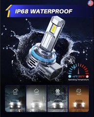 AUTOONE H11 9005 LED Bulb Direct Fit 1:1 Mini Size, 70000LM H8/H9 HB3 Combo Fog