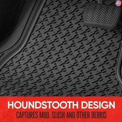 Motor Trend Houndstooth Design Rubber Car Floor Mats for Autos SUV Truck &