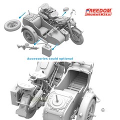 Freedom 16005 1/16 WWII German Military Motocycle R75 with Sidecar Model Kit