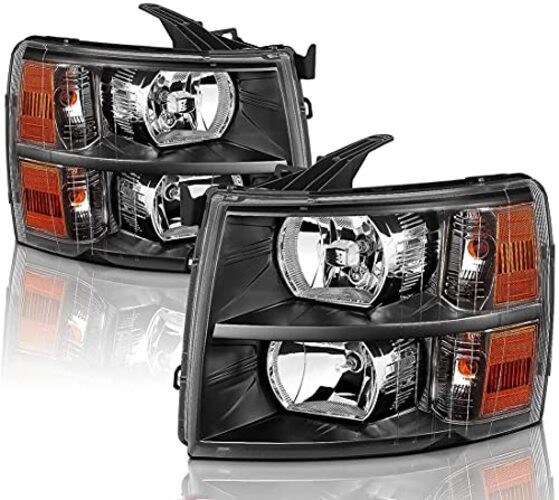 Black Housing Headlight Assembly compatible with 2007 2008 2009 2010 2011