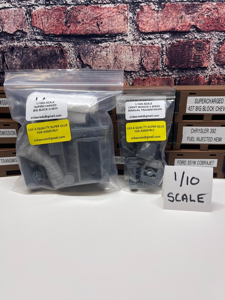3D Printed CHEVY BLOWN BIG BLOCK with MUNCIE Trans 1/24th – 1/10th MADE IN USA