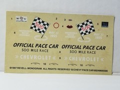 1955 Chevrolet Convertible PACE CAR DECAL SHEET for Revell 1:25 Model Kit DECALS