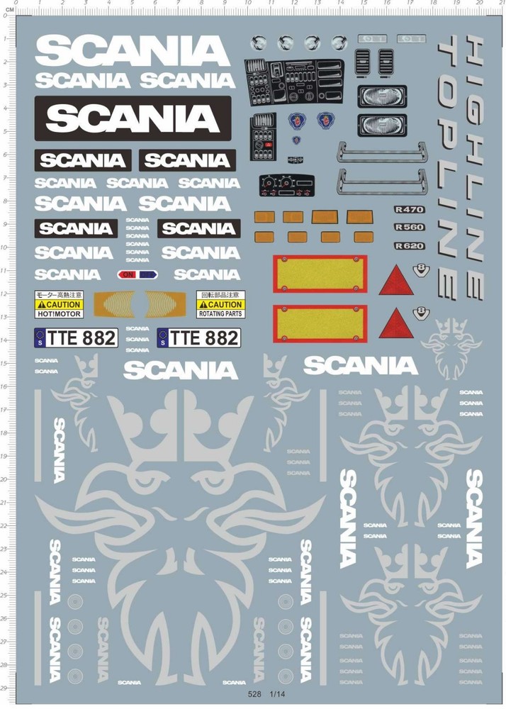 1/14 decal Tractor Truck Scania for model kits 528