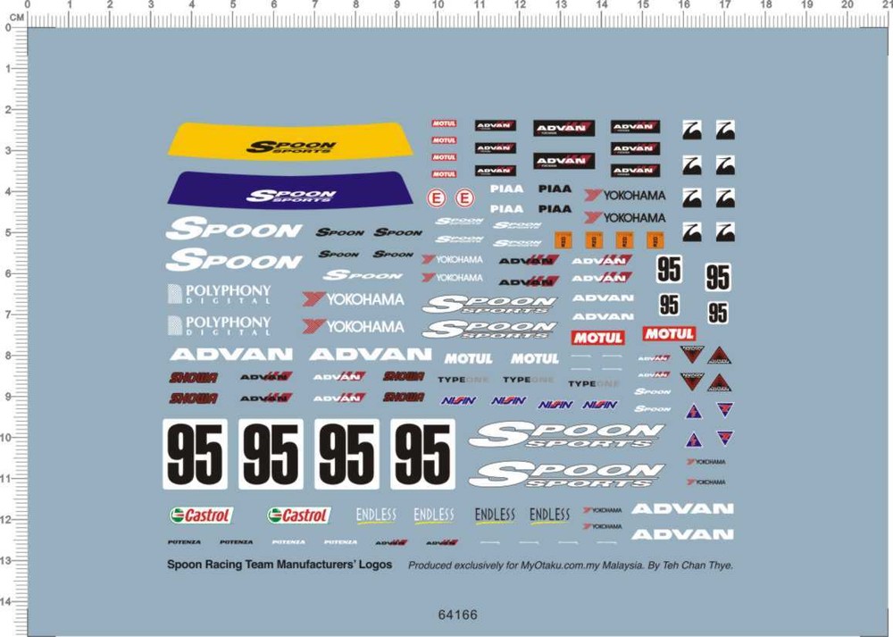 Detail Up 1/18 Scale Racing Car Logos Markings 95 Model kit Water Slide Decal