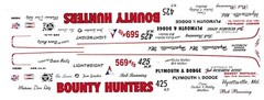 Bob Banning Plymouth – Dodge BOUNTY HUNTER Tom Sneden 1/24th Scale NHRA Decal
