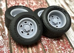 1/24 Scale: 15-inch “70’s Chevy Rally Six Slot” Resin Wheels W/ Wide Rear Tires