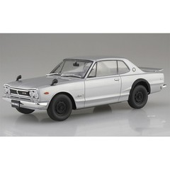 Aoshima 06589 1/24 KPGC10 Skyline HT 2000GT-R 1970 Silver Model Car