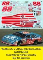 NASCAR DECAL #88 QC RED CARPET LEASE 1996 FORD THUNDERBIRD D. JARRETT 1/24 SLIXX