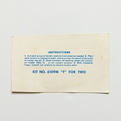 Vintage Lindberg Kit no. 6109M T for Two Model Decals