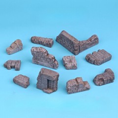 2-6cm Painted Diorama Building Ruins Rubble Brick Wall Base Scene Props Model