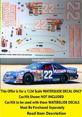 NASCAR DECAL #22 MAXWELL HOUSE 1991 FORD THUNDERBIRD S. MARLIN 1/24 MONOGRAM