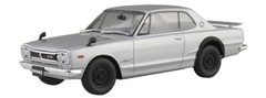 AOSHIMA 1/24 KPGC10 Skyline HT 2000GT-R 1970 Silver Pre-Colored Model Kit