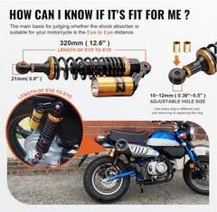 Amortiguadores Traseros Universales de Aire 320 mm Ajustables para Motocicletas,