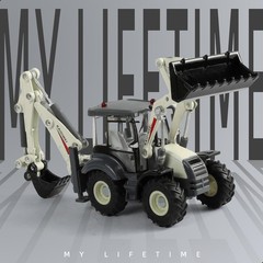 1/50 Scale Die-Cast Backhoe Loader Excavator Model – Dual-Function Construction