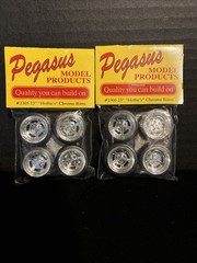 PEGASUS MODEL ACCESS. 2305 23” HOLLIE’S CHROME RIMS/TIRES-2 SETS NIB-1/25 SCALE