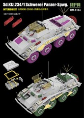 RYE 5154 1/35 Sd.Kfz.234/1 Schwerer Panzer-Spwg.Interior& 2078 3D Print Wheels