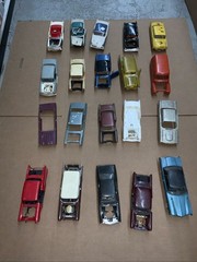 VINTAGE SALVAGE LOT OF 20 MODEL CARS PARTS OR RESTORE W/ Parts Pile BROKEN READ!