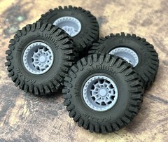 1/24 Scale: 15-Inch “KMC Summit” Wheels W/ Huge 35-inch Mud Tires. Resin