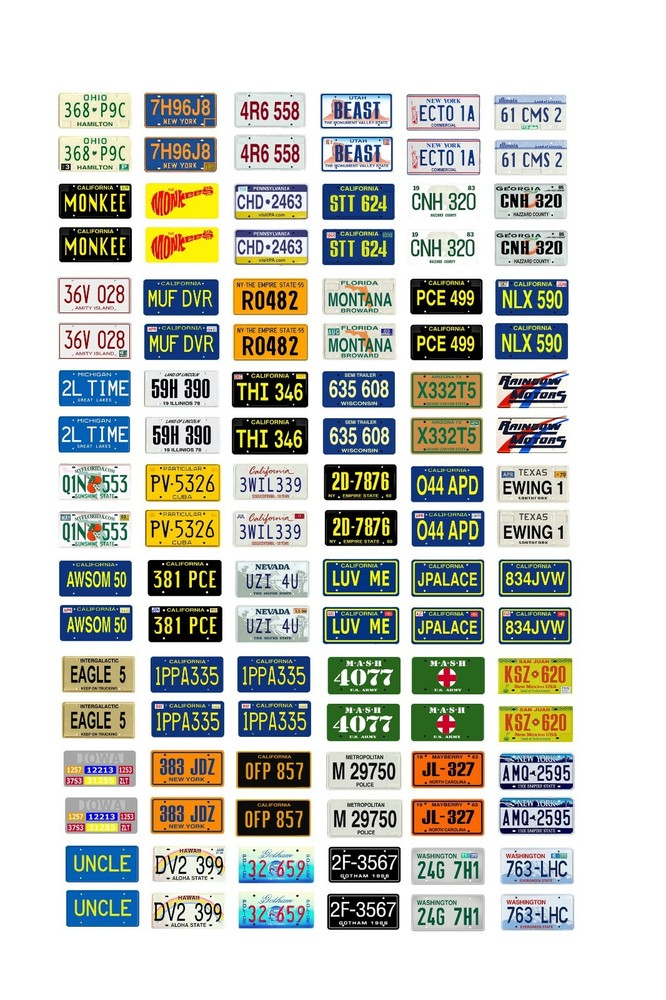 1/24 1/25 scale model car movie TV license plates tags set 2